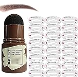 Augenbrauenstempel wasserdicht,Augenbrauen-Stempel-Set, 1-Schritt-Brauen-Stempel und Form-Set, Stempel mit Augenbrauen-Schablonen-Aufklebern Make-up-Tools für Frauen (Schwarz Braun)