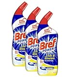 Bref Power WC-KraftGel 15x Effekt gegen Kalk und Urinstein, WC Reiniger für kraftvolle Reinigung, 3er Pack (3 x 750 ml)