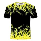 XSHUHANP Herren T-Shirts 3D Druck Mode Herren Neues Sommer T-Shirt Mit Rundhalsausschnitt Kurzarm Blau Grün Rot Lila Flamme 3D Printed Top XL