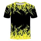 XSHUHANP Herren T-Shirts 3D Druck Mode Herren Neues Sommer T-Shirt Mit Rundhalsausschnitt Kurzarm Blau Grün Rot Lila Flamme 3D Printed Top XL