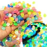 300 Stück Bunt Leuchtsteine Kieselsteine Aquarium Deko Leuchtende Steine Leuchtkiesel Floureszierende Pebble Steine für Terrarium Garten Gehwege Terrasse Rasen Kinderzimmer Dekor Pflanzen,B