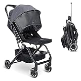 Wheelive Leichter Kinderwagen, Easy-Fold mit einer Hand Kompakter Reisekinderwagen mit verstellbarer Rückenlehne & Aufbewahrungskorb, Sleep Shade - Kinderwagen für Flug