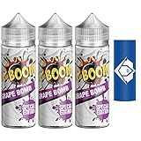 3x K-BOOM 10 ml Aroma 2020 Edition | Vapebude Akkuwrap Bundle (3x Grape Bomb)