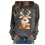 Lomelomme Weihnachts Shirts Lustig Weihnachts Pulli Frauen Grün Rot Mit Weihnachtsdruck Weihnachts Shirt Frauen Damen Weihnachtspullover Lang Weihnachtshemd Damen XXXL Lustig Kapuzenp