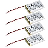 4 Stück 3,7V 1100mAh Lithium Akku 1S 3C Lipo Akku mit Schutzplatine, Isolierband und Micro JST 1.25-Stecker für Arduino Nodemcu ESP32-Entwicklungsp