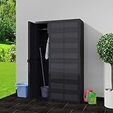 Tidyard Gartenschrank Kunststoff Wasserdicht Besenschrank Putzschrank Kunststoffschrank Balkonschrank Terrassenschrank Allzweckschrank Outdoor Schrank, 97x38x171 cm Schw