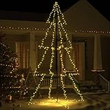 Festnjght Weihnachtsbeleuchtung Außen 143x250 cm Beleuchteter Weihnachtsbaum Aussen Christbaumbeleuchtung Weihnachtsdeko Lichterkette Tannenbaum Metall Deko Baum Pyramide Warmweiß