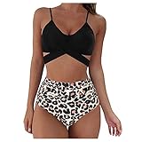 SUMMERA Damen Badeanzug Bikini Set Bikini Oberteil Mit BüGel Bandeau Badeanzug Damen Bademode Damen Badeanzug Bikini Damen (Schwarz,XL)