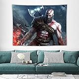 OUJIE Wandteppich Konsolenspiel God of War Wandbehang Decke 3D-Druck Poster Wandkunst Dekoration geeignet für Wohnzimmer Schlafzimmer Schlafsaal Innenausstattung (180x230cm)