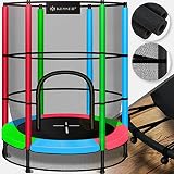 KESSER® Trampolin Kindertrampolin Indoor-Trampolin, Ø 140 cm , mit verschließbares Sicherheitsnetz, Indoortrampolin Gummiseil-Federung Fitness Trampolin, max. 50 kg Kinder ab 3 J