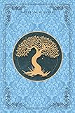 Notebook Planner Golden Hand Drawn Tree Life Luxury Maya Blue Background Cover: 6x9 inch, 120 Pages, Financial, Happy, Meal, Organizer, Notebook J