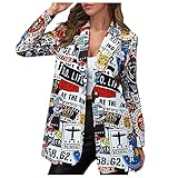 Dasongff Blazer Damen Langarm Offener Damenblazer Frühjahr Herbst Mode Cardigan Umlegekragen Tunika Büro Anzug Jacken Langeblazer Mantel Anzugjacke Arbeitsbekleidung Elegant Slim Fit Jacke Anzüg