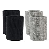 Schweißband Handgelenk, Absorbierende Handgelenk Bands, Sport Wristbands, Sportarmbänder Handgelenk Geeignet Für Tennis, Basketball, Fußball, Badminton, Laufen, Fitnessstudio, 10 x 8 cm, 4 Stück