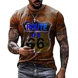 osheoiso Herren Gulf Racing Team Print Kurzarm T-Shirt Rundhals Crew Neck Tee Regular Slim Fit Retro Casual Bluse Tops Men's Shirt B Khaki 3XL