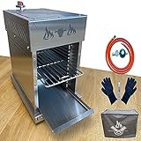 Beef Grill Steakgrill Oberhitzgrill Gasgrill BBQ Set 2 m Schlauch + Manometer + Handschuh und Abdeckung