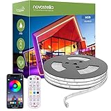 Led Schlauch Außen 16M, Novostella Led Strip Outdoor RGB Sync mit Musik, Led Lichtband Aussenbereich Wasserdicht, Lichtschlauch mit App Fernbedienung für Hochzeit, Party, Weihnachten und Garten, IP65