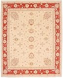 Rugs of London Traditioneller afghanischer Teppich, handgefertigt, Garous Zeigler, Wolle, 308 x 247 cm, roter Rand, beige Boden, 300 x 240