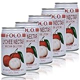 Foco - 5er Pack Premium Lychee Drink in 350 ml Dose - Litschisaft (Nektar) - Original Litschi Saft aus T