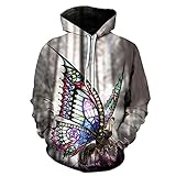 XDJSD Herren Pullover Herren Hoodie Plus Size Sweatshirt Paar Pullover Druck Pullover Herren Casual Plus Size Shirt Schmetterling Druck