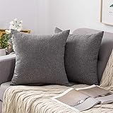 MIULEE 2er Set Kissenbezüge Kissenhülle Leinen-Optik Kissenbezug Dekokissen Dekorativ Weich Sofakissen Couchkissen für Sofa Schlafzimmer mit Verstecktem Reißverschluss 50x50 cm Dunkelg