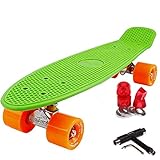 FunTomia Kinder Skateboard Cruiserboard Miniboard 57cm mit oder ohne LED Leuchtrollen Alu Truck Mach1 Kugellager Cruiser Mini B