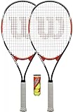 Wilson Fusion XL Tennisschläger + Bälle (Verschiedene Optionen) (2 x Schläger & Bälle)