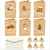 24 Stück Weihnachtskarten,Weihnachten Karte Postkarte Weihnachtspostkarte,Weihnachtskarten Blanko,Kreative Weihnachtsgrußkarten,Weihnachtskarten mit Umschlägen,W