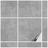FoLIESEN Fliesenaufkleber 15x15 cm für Bad, Küche, Badezimmer - Fliesen-Folie selbstklebend - 50 Klebefliesen, *:Dekor Grey