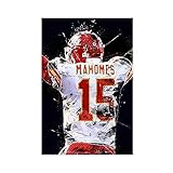 Star Sports Poster Patrick Mahomes, 1 x Leinwand-Poster, Wandkunst, Dekoration, Bild, Gemälde für Wohnzimmer, Schlafzimmer, Dekoration, 30 x 45 cm, ohne R