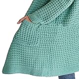 Damenmode gestrickte lange Ärmel Frauen Strickjacke Herbst Winter Taschen vorne offen Sweater Mantel Oberbekleidung Damen, marineblau, Small-M