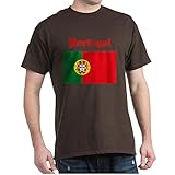 CafePress T-Shirt Portugal Flagge Schwarz Baumwolle T-Shirt Gr. M, b