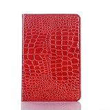 MAXJCN Phone Case Kompatibel mit iPad Mini 5. 2019 / iPad Mini 4. Generation 2015, Krokodilleder Folio intelligente Standplatz-Abdeckungs-Fall-Harte Abdeckung Leichte Auto-Spur-Schlaf (Color : Red)