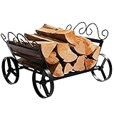 WYBB Kaminholzregal Schwerlastfahrbarer Brennholzständer, Outdoor/Indoor Metall Großes Brennholzlagerregal, für Kaminofen Terrassendeck Brennholzregale, Schw