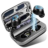 Bluetooth Kopfhörer, In Ear Kabellos Kopfhörer Bluetooth 5.1 Wireless Earbuds mit 140H Spielzeit, HD Mikrofon, HiFi Stereo Sport Headset, IP7 Wasserdicht Mini ohrhörer, Type-C Quick Charge, Schw