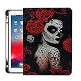 TPACC iPad Air 3 10.5 Hülle (2019), Premium Leder Smart Folio Hülle mit Stifthalter, Auto Wake/Sleep + mehrere Betrachtungswinkel, Stand-Cover, Sugar Skull G