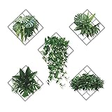 Magischer 3D-Effekt, lebhafte grüne Pflanzen, Monstera-Blatt, Efeu-Gitter, Wanddekoration, Vinyl, entfernbar, grüne Blätter, Wandsticker für Schlafzimmer, Wohnzimmer, Büro, Küche, 5er-Set(22x22cm)