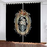 Eyelet Verdunkelungsvorhänge Schwarzer Druck 3D Printing Shading Vorhänge Schlafzimmer Lichtundurchlässige Vorhang mit Ösen Polyester Vorhänge für Vorhänge für Wohnkultur 2x140x245