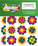 28 Prilblumen Aufkleber 45 mm, Retro Style 70er Jahre Kult, Wandstick