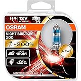 Osram NIGHT BREAKER 200, H4, + 200% Licht, Halogenlampe für Scheinwerfer, 64193NB200-HCB, 12-V-Auto, Doppelbox (2 Lampen)