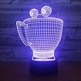 WisdomMi nachtlicht baby, 3D 16 Farben - goldener Uhren - schwarzer Bluetooth Lautsprecher - Kreatives Teetassenmodell - Lampe gedruckt Wiederaufladbare Nachtlicht Moderne Stehleuchte Dimmbare Touch C