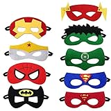 Emeili 9 Stück Superhelden Masken, Filz Masken, Superhero Cosplay Party Masken Halbmasken Superheld Cosplay Party Augenmasken für Kinder Party Mask