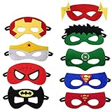 Emeili 9 Stück Superhelden Masken, Filz Masken, Superhero Cosplay Party Masken Halbmasken Superheld Cosplay Party Augenmasken für Kinder Party Mask