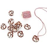 Logbuch-Verlag 24 Brezel Geschenkanhänger bayerische Deko Trachtenschmuck Halskette Halsschmuck BREZE + rot weiße Baumwoll Kordel Bayern Oktob