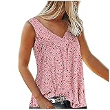 Ärmellose Damenweste, florales Muster, V-Ausschnitt, bedruckt, gebrochene Blumen, ärmellos, Freizeit-Shirt, Urlaub, Strand, Sweatshirt, Workout, Tee, Halloween-Kostüm, rose, XXXXXL