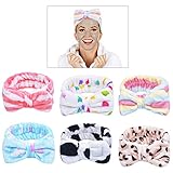 6 Stück Spa Stirnband,Bowknot Stirnband Frauen Weiches Elastic Stirnband,Haarwickel Makeup Bands Dusch Stirnband für Gesicht waschen Gesichtsdusche Yoga Sport Hautpfleg