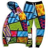 XDJSD Herren Pullover Herren Hoodie Jacke Paar Kreative Farbe Geometrischer Druck Pullover Anzug Große Anzug Sweatshirt Jogging