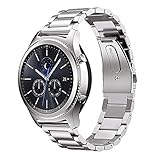 MroTech Metallarmband Ersatz für Gear S3 Armband 22mm Edelstahl Uhrenarmband Kompatibel für Samsung Gear S3 Frontie Classic, Galaxy Watch 46mm, Pebble Time, Moto 360 46mm, LG G Watch 22