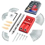 WORKPRO 125 tlg. Jig Set, Bohrschablone mit 100 Schrauben Vierkant, Bohrhilfe Dübelhilfe Bohrlehre Taschenloch pocket hole jig