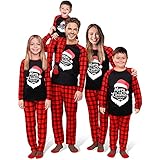 RH-ZTGY Passende Familie Pyjamas Sets Weihnachten PJs Nachtwäsche gedruckt Top mit kariertem Boden,A,Men M