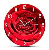 30cm Ölgemälde Wanduhr Rote Rose Blumendruck Benutzerdefinierten Namen Wanduhr Moderne Blumen Schlafzimmer Dekor personalisiertes Geschenk für ihre botanischen Wandkunst U